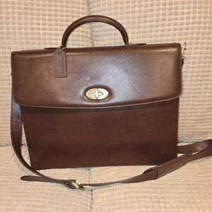 Vintage COACH 4420 Brown Beechnut Italian Leather Madison Drake Briefcase RARE